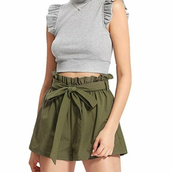 green paperbag shorts